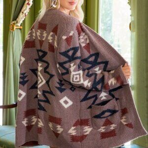 Sweet Lovely Aztec Cozy Soft Cardigan NWT Two sizes: S/M (S) and M/L (M)